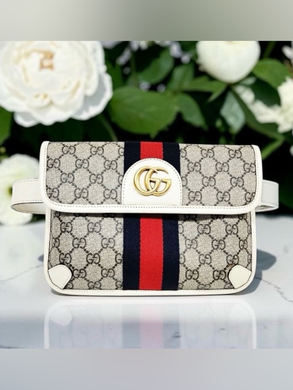 ✨🛍️ Gucci Ophidia GG Supreme Monogram Web Belt Bag
